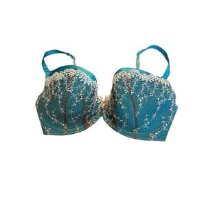 Harlequin Bra Lula-Mae Size 38F/38DDD  Teal Blue Lace Underwire
